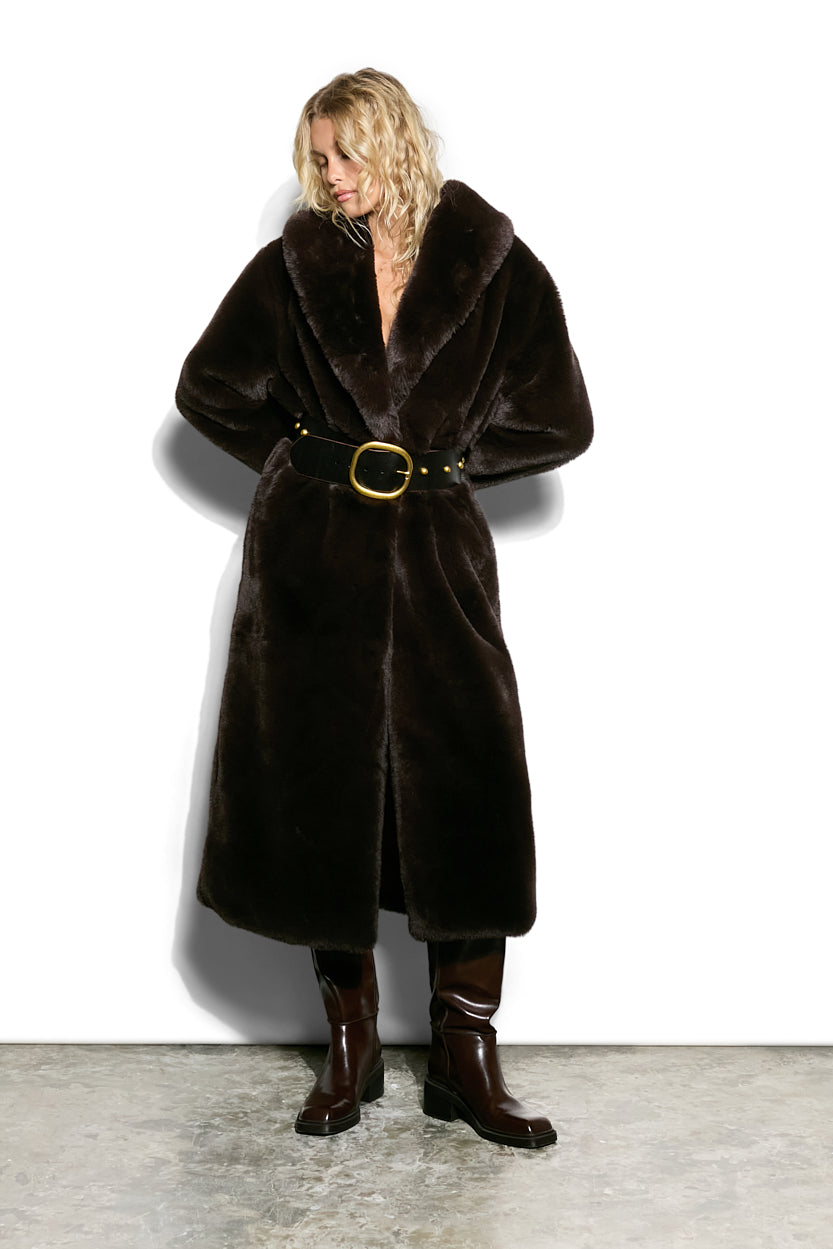 Valentina Faux Fur Coat Chocolate