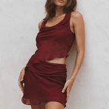 Lucia Mini Skirt Merlot - Isabelle Quinn