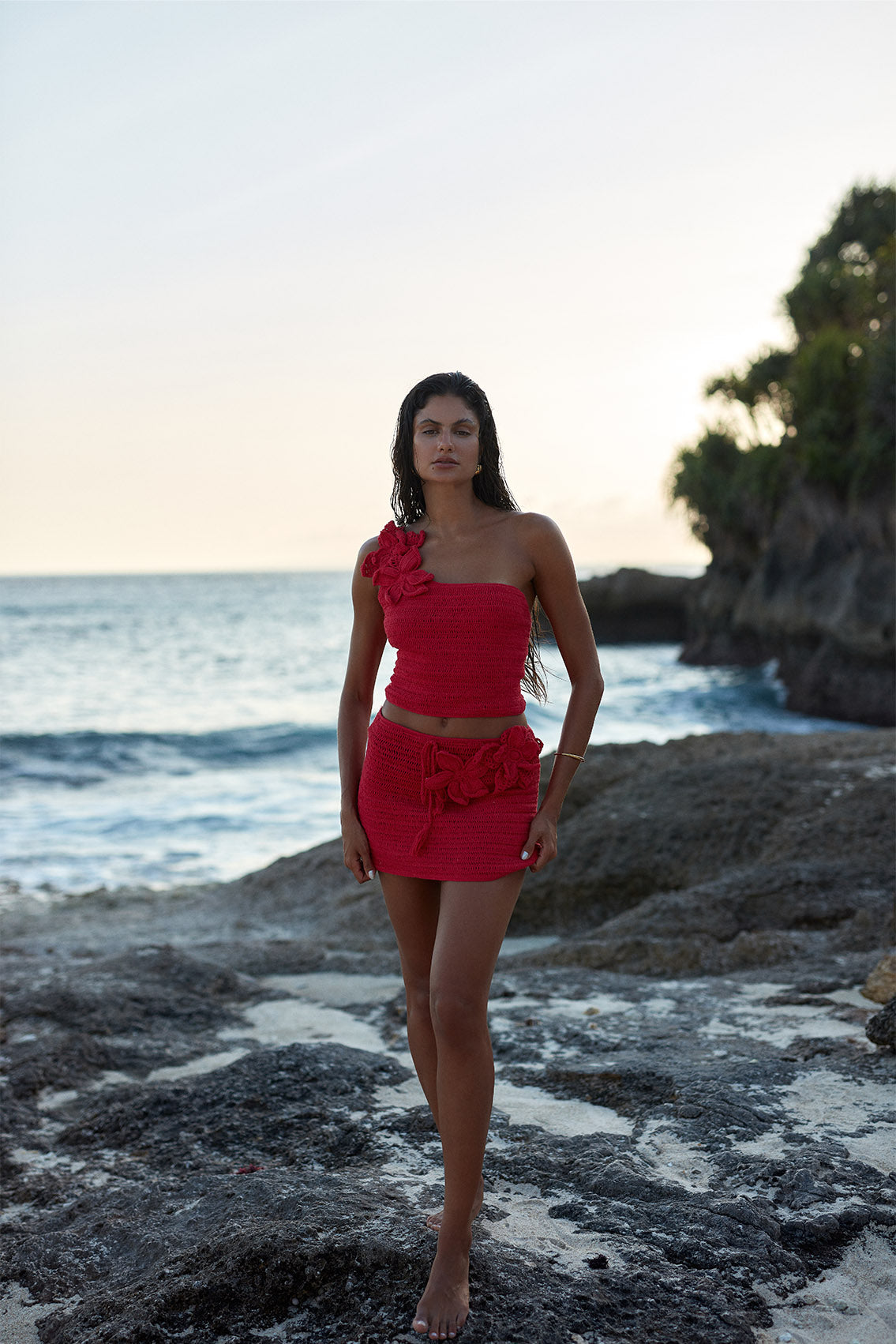 Lily Crochet Top Red