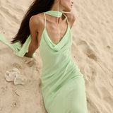 Stella Maxi Slip Dress – Patina Green