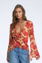 Lucia Wrap Blouse Camellia Floral - Isabelle Quinn