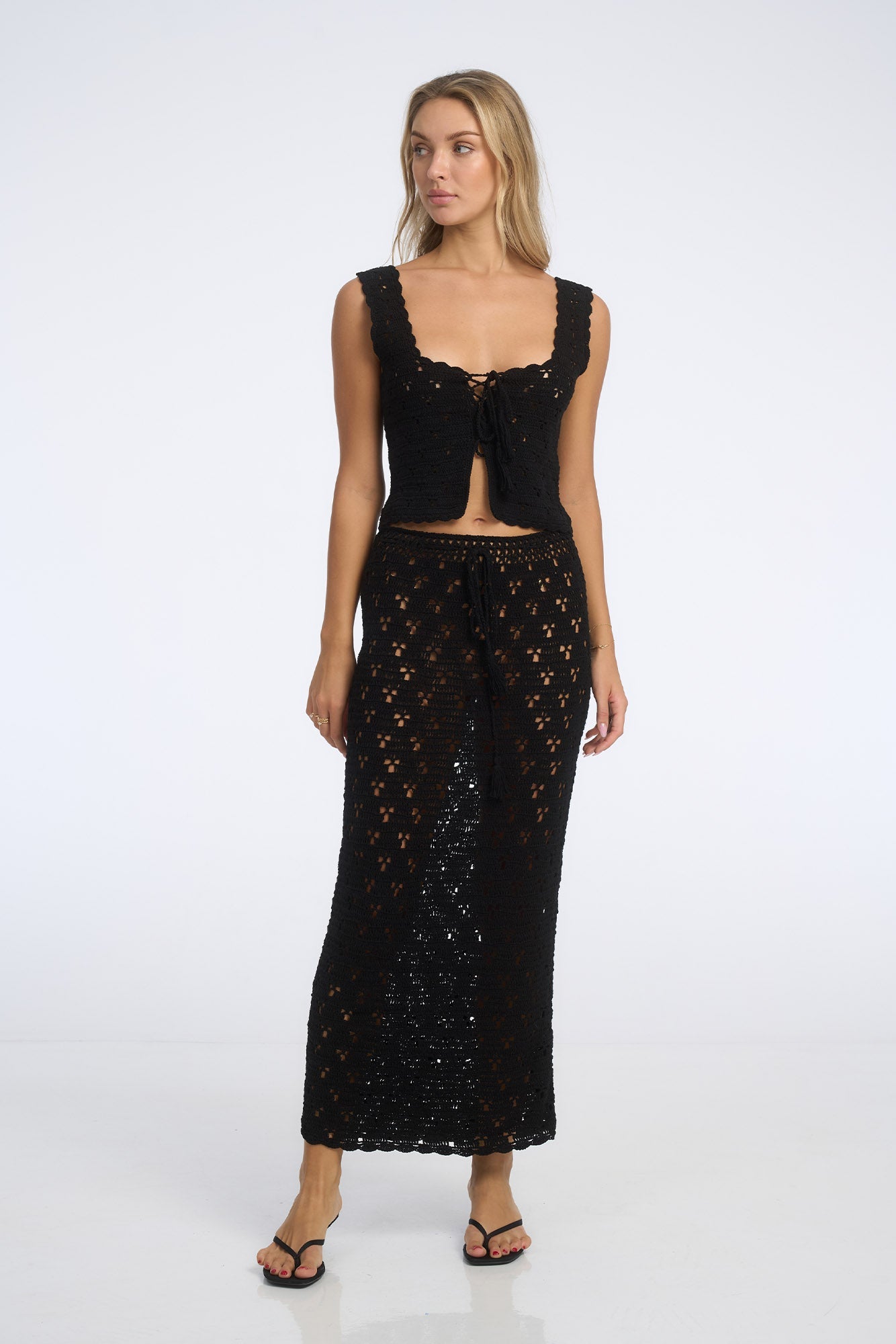 Zara Crochet Corset Top Noir - Isabelle Quinn