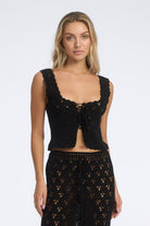 Zara Crochet Corset Top Noir - Isabelle Quinn