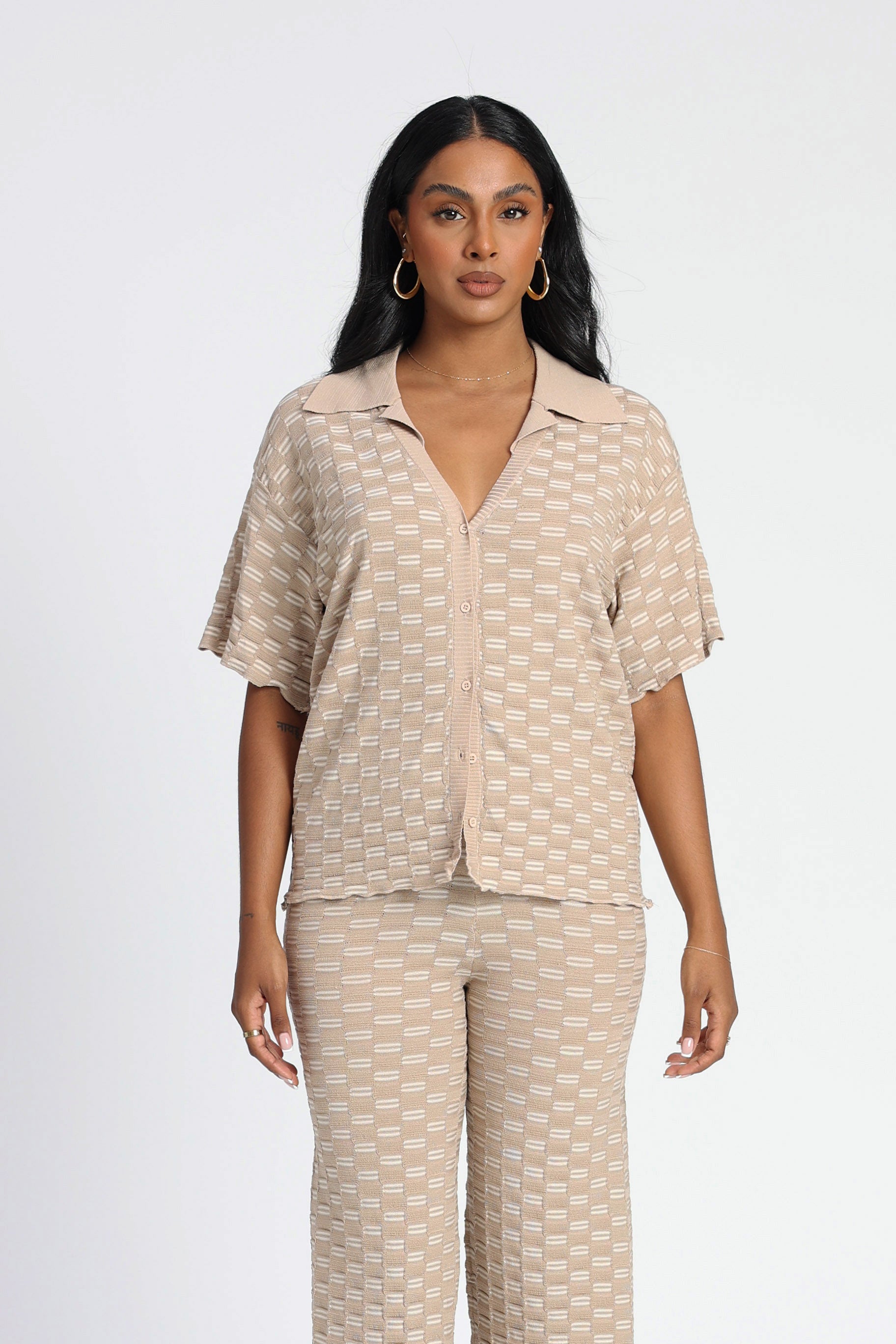 Bailee Knit Button Up Latte - Isabelle Quinn