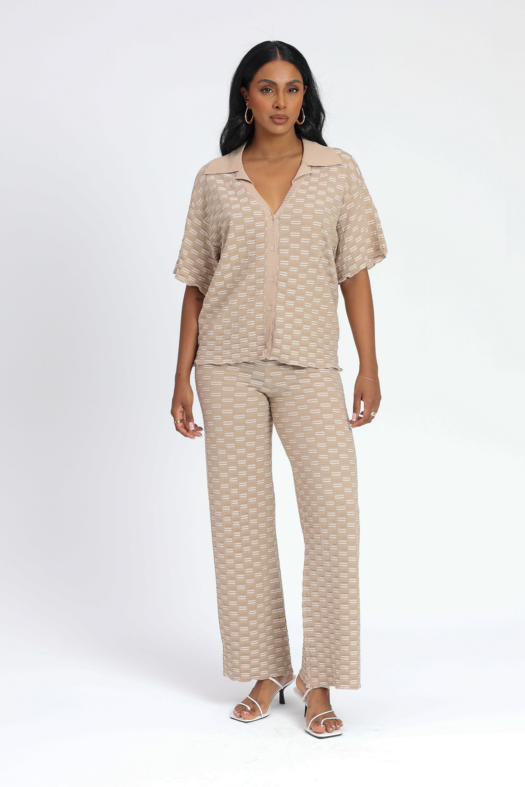 Bailee Knit Button Up Latte - Isabelle Quinn